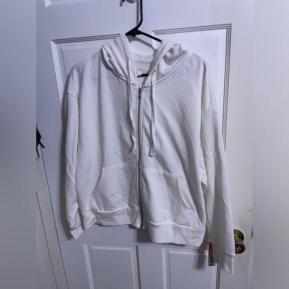 NWT Women's Fleece Zip-Up Hoodie Sweatshirt - Colsie™ White XS - Picture 2 of 5